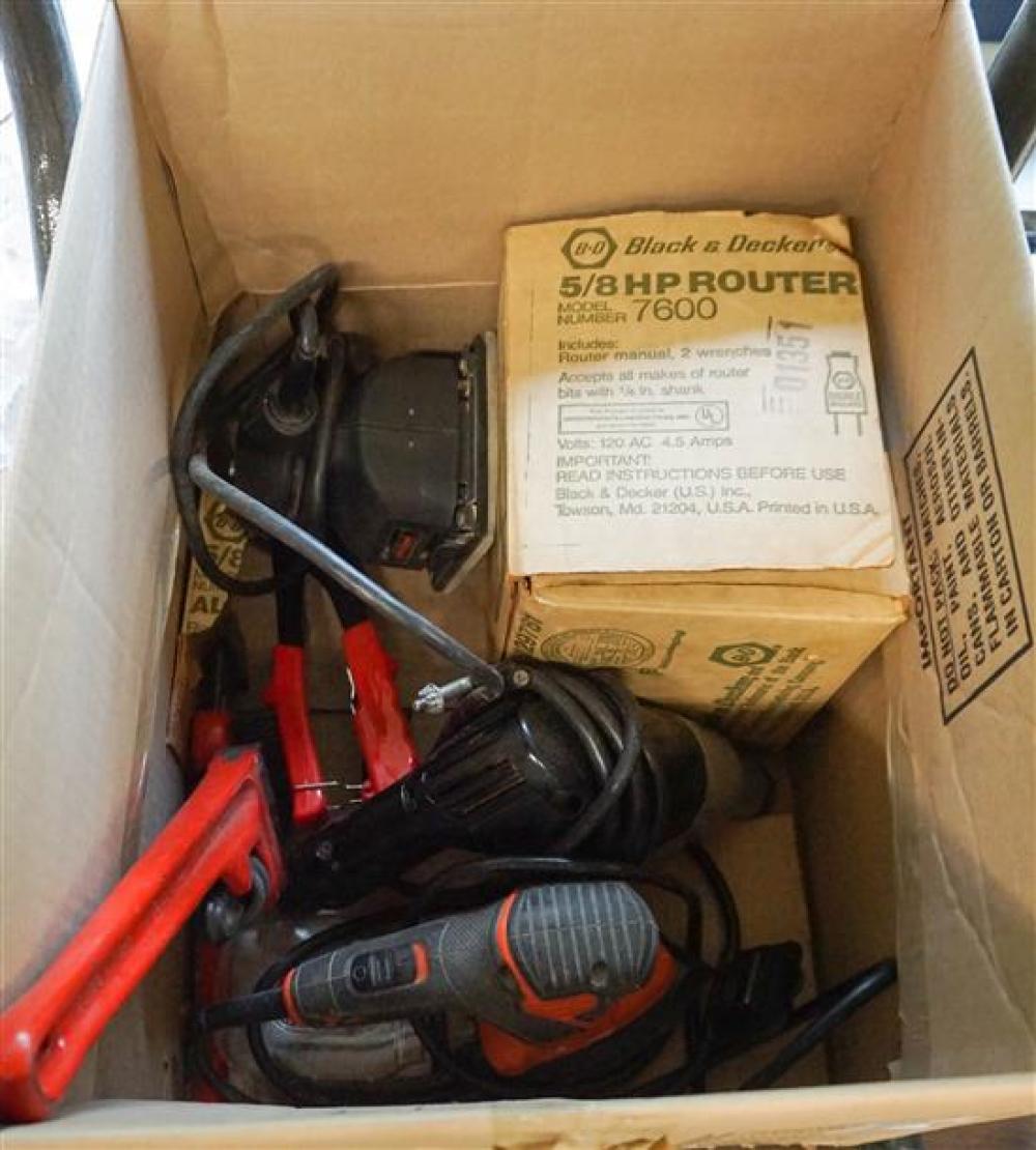 ROUTER, A SANDER, A DRILL AND TWO