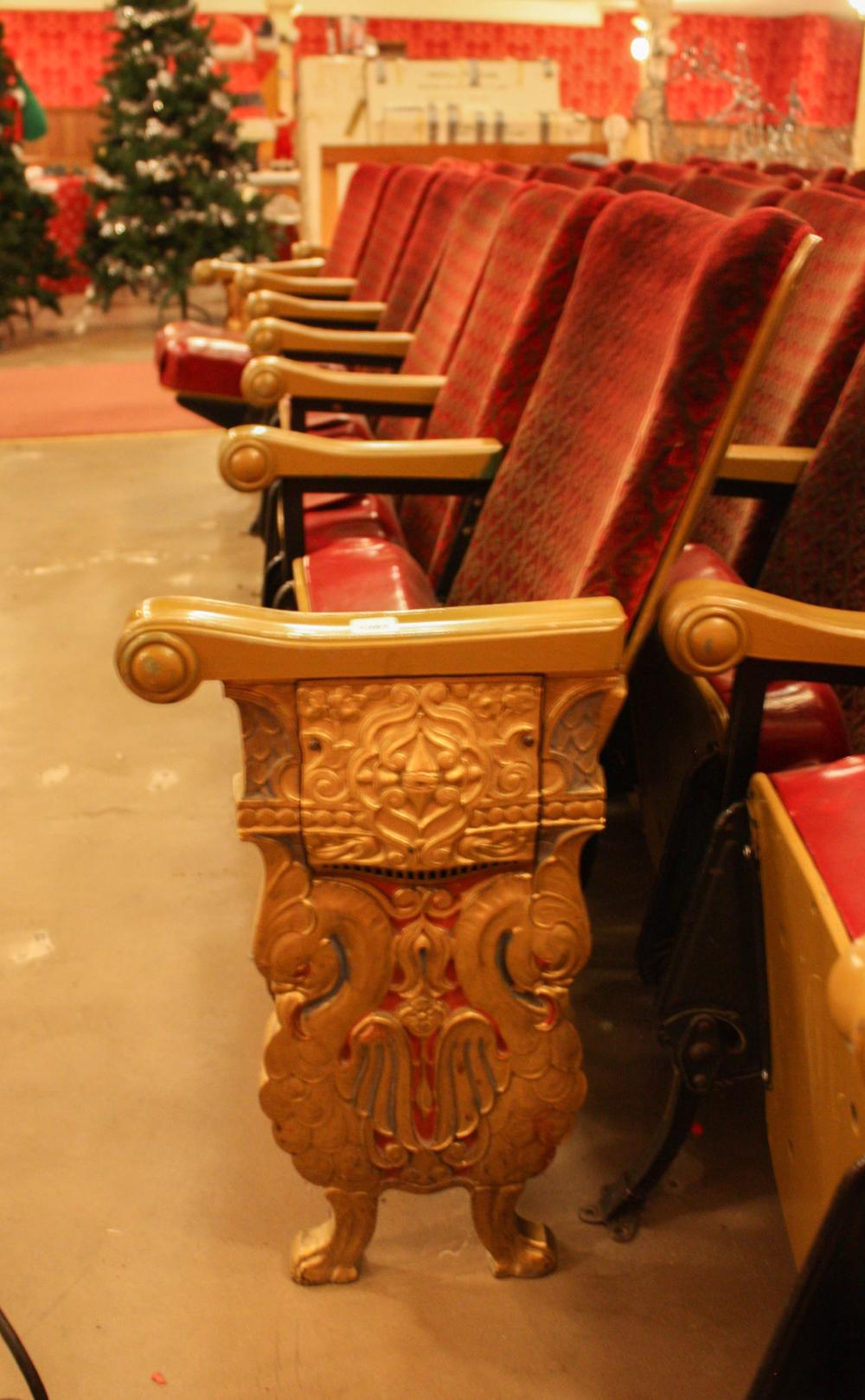 ROW OF SIX VINTAGE THEATER SEATSROW