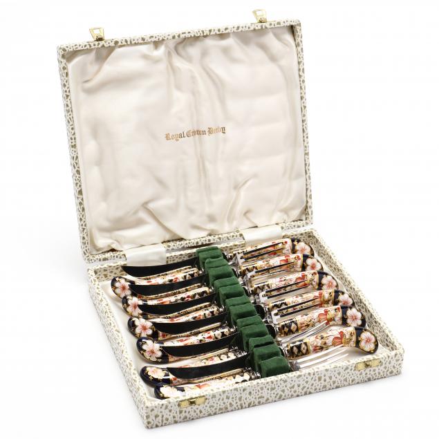 ROYAL CROWN DERBY, CASED SET OF OLD