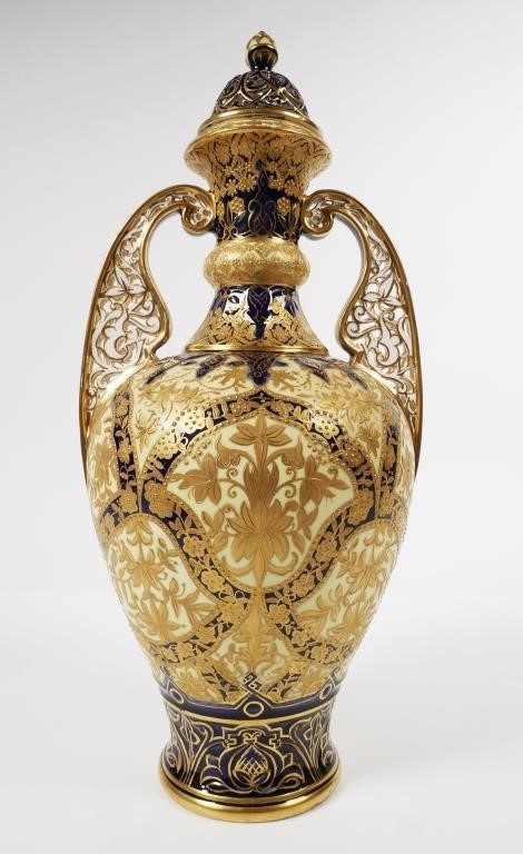 ROYAL CROWN DERBY HANDLED VASE,