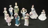 ROYAL DOULTON. 9 Female Figuri
