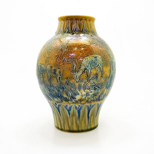 ROYAL DOULTON BURSLEM VASE, DEER IN