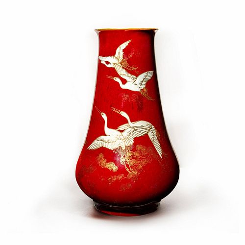 ROYAL DOULTON FLAMBE GILDED VASE,