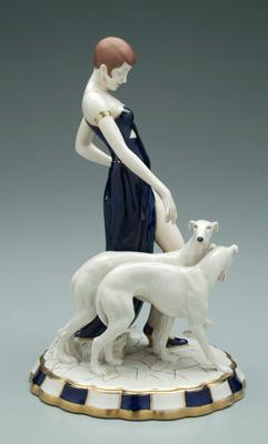Royal Dux figural group, woman