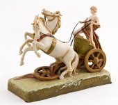 Royal Dux porcelain chariot ra