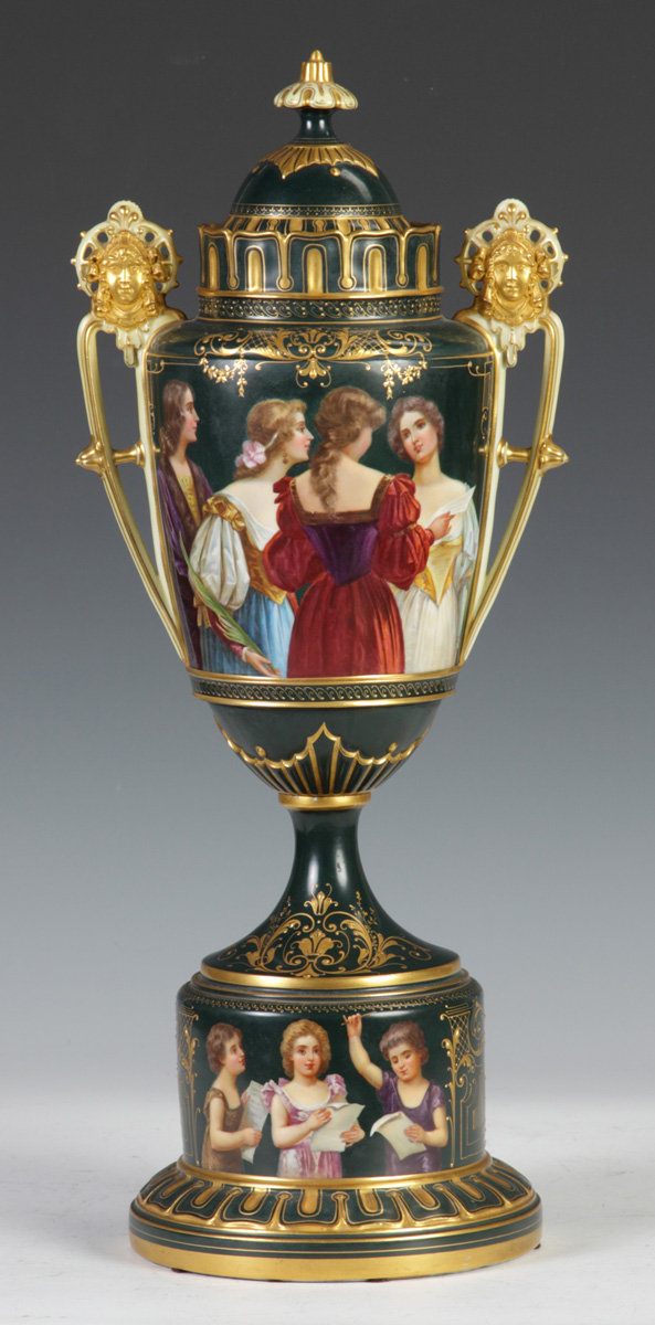 Royal Vienna Covered Urn Hand