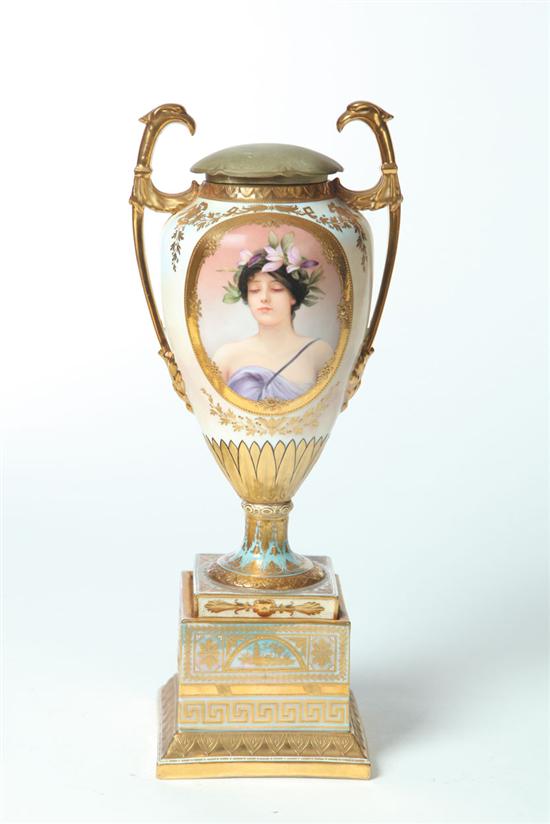 ROYAL VIENNA HAND PAINTED URN. 