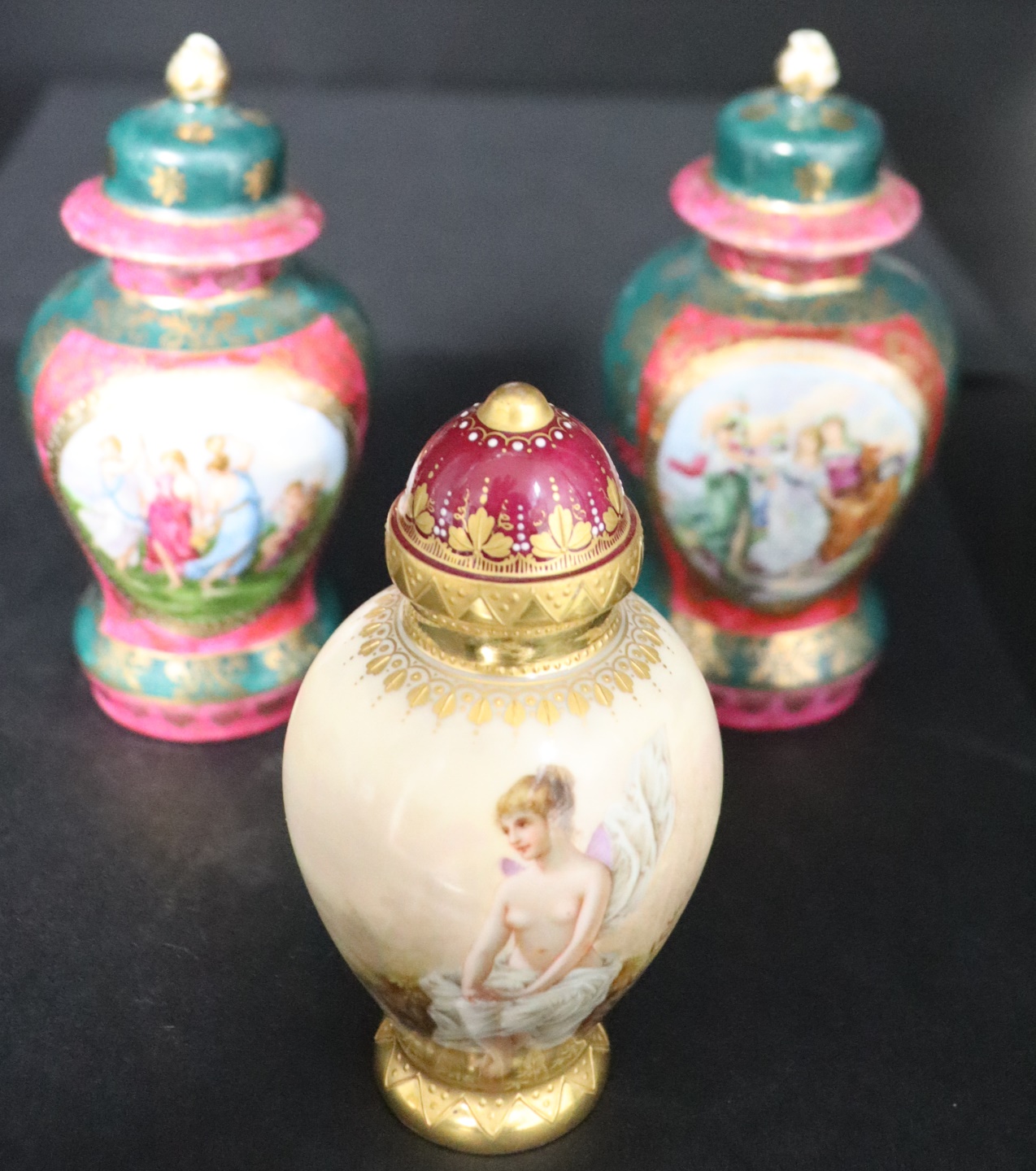 ROYAL VIENNA VASE & A PAIR