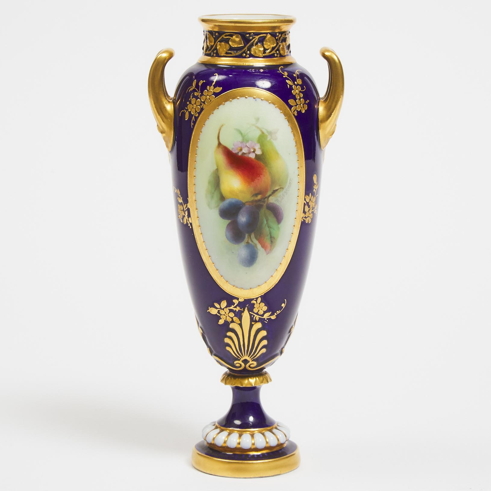 Royal Worcester Blue Ground Fruit