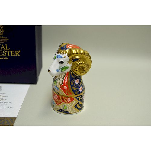 ROYAL WORCESTER HERALDIC RAM CANDLE