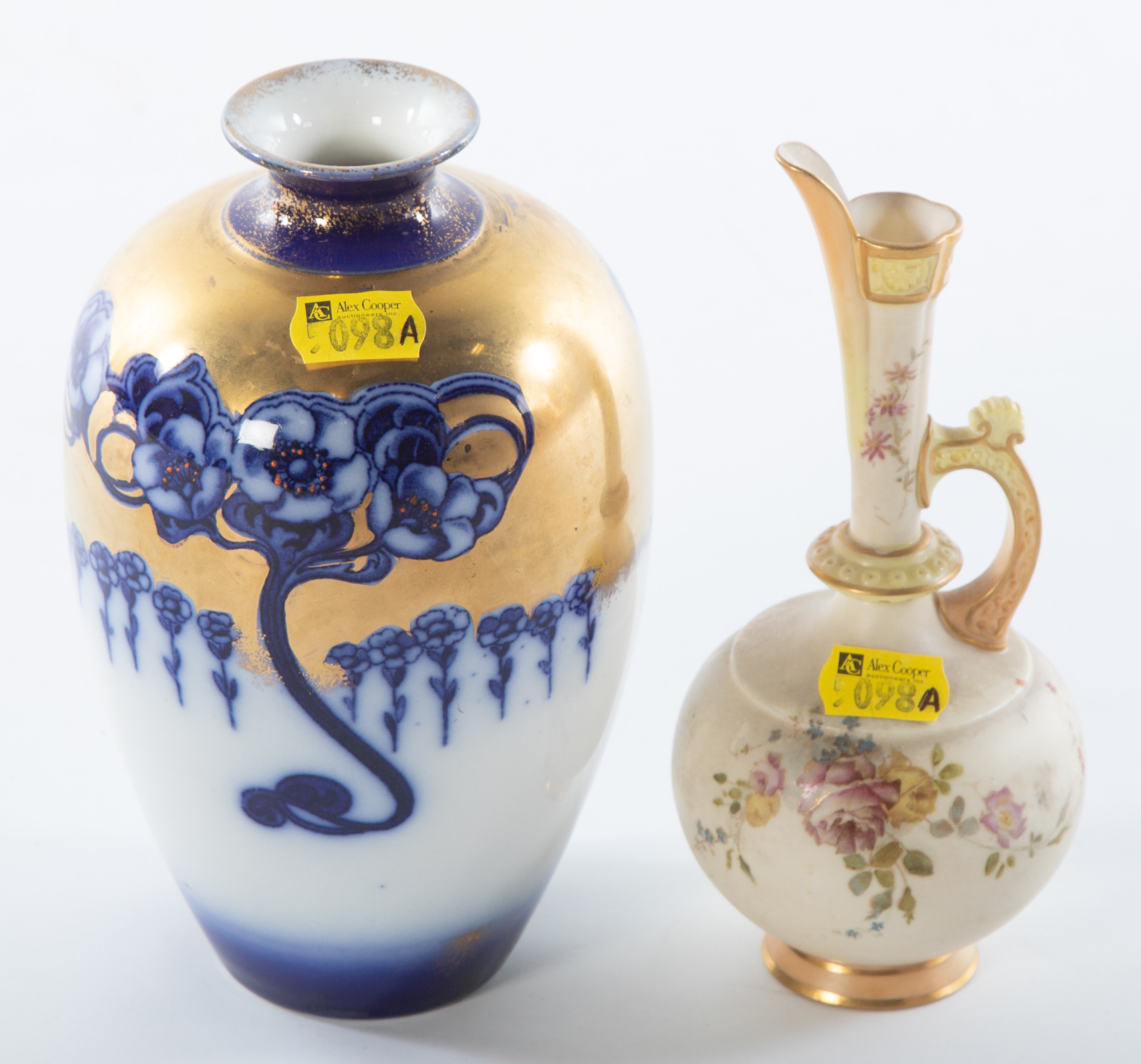ROYAL WORCESTER VASE AND BLUE AND
