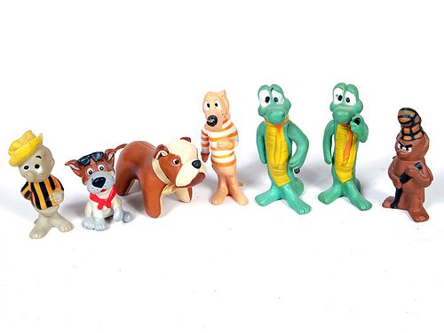 RUBBER ANIMAL TOYS ETC.A group of