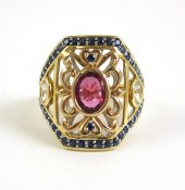 RUBELLITE, SAPPHIRE AND FOURTE