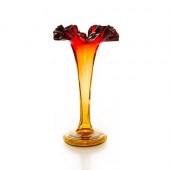 RUBINA GLASS RUFFLED VASECranb