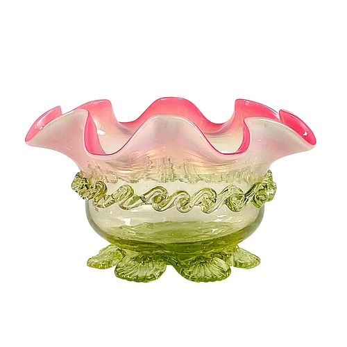 RUBINA VERDE GLASS FOOTED BOWLA