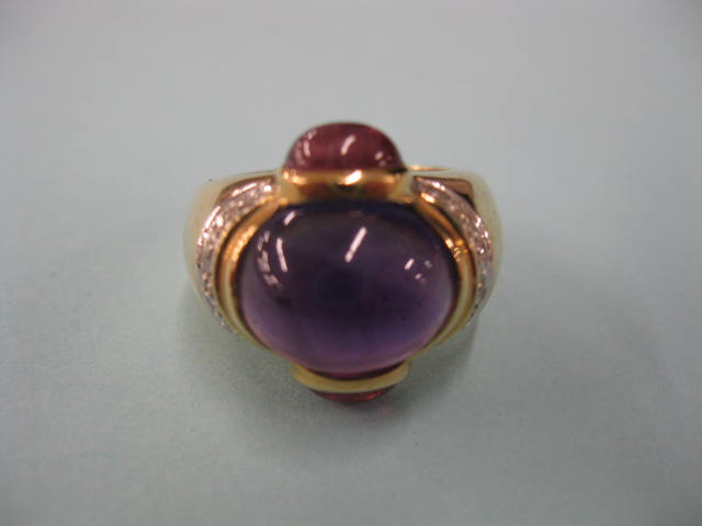 Ruby Amethyst & Diamond Ring