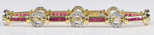 RUBY AND DIAMOND 18K LINK