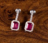 RUBY AND DIAMOND DANGLE EARRIN