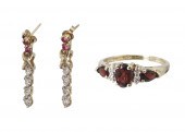 RUBY AND DIAMOND EARRINGS AND