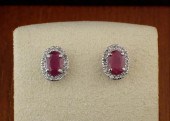 RUBY AND DIAMOND HALO EAR STUD