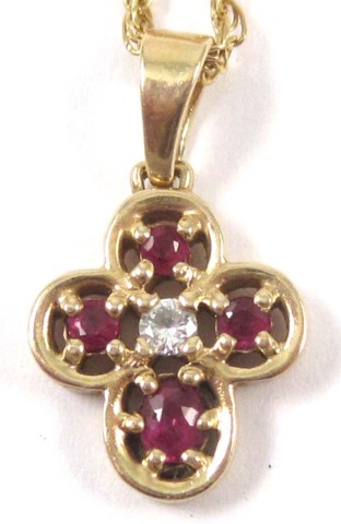 RUBY AND DIAMOND PENDANT NECKLACE