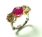 RUBY AND DIAMOND RING.  Twenti