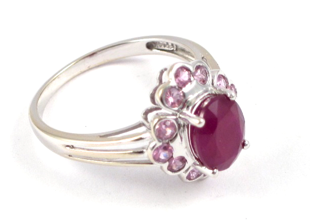 RUBY AND PINK SAPPHIRE RING 14k