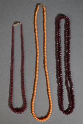 RUBY BEAD NECKLACE, A CORAL BE