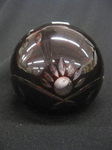 Ruby Cut-to-Clear Glass Paperweight