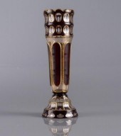 RUBY CUT-TO-CLEAR GLASS VASE,
