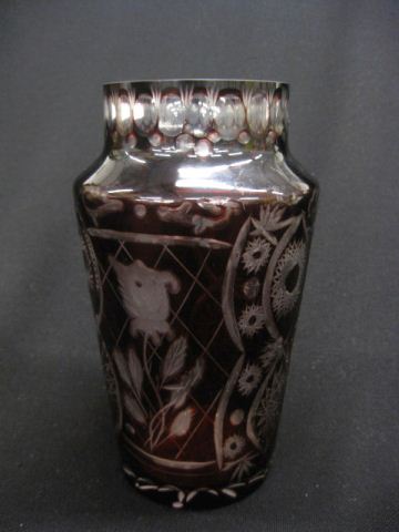 Ruby Cut-to-Clear Vase elaborate
