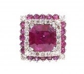RUBY & DIAMOND 18K WG ART DECO
