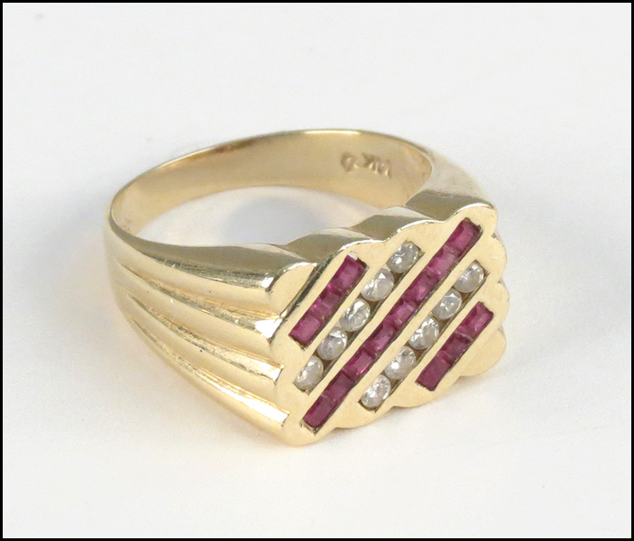 RUBY DIAMOND AND 14 KARAT YELLOW