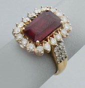 RUBY, DIAMOND AND 14K YELLOW G