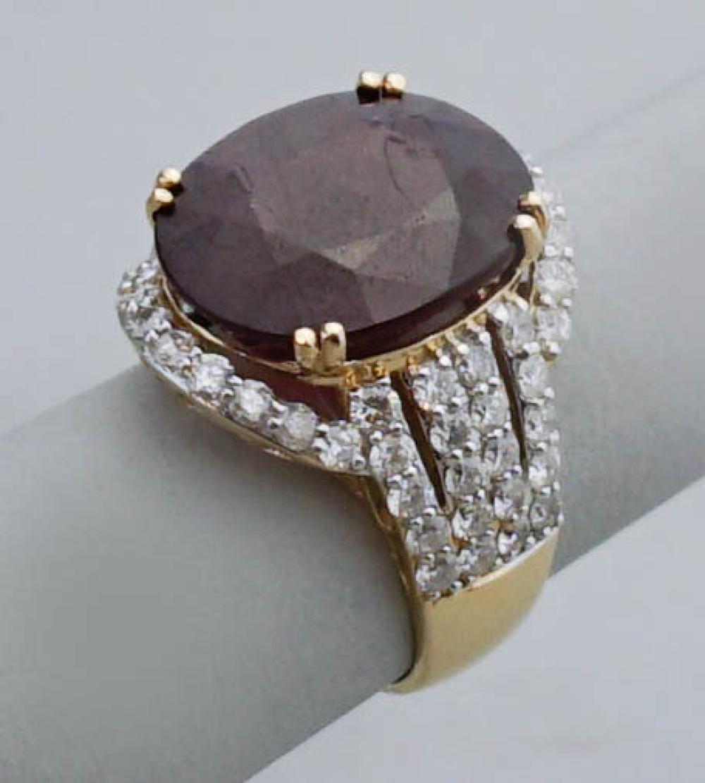 RUBY, DIAMOND AND 14K YELLOW GOLD