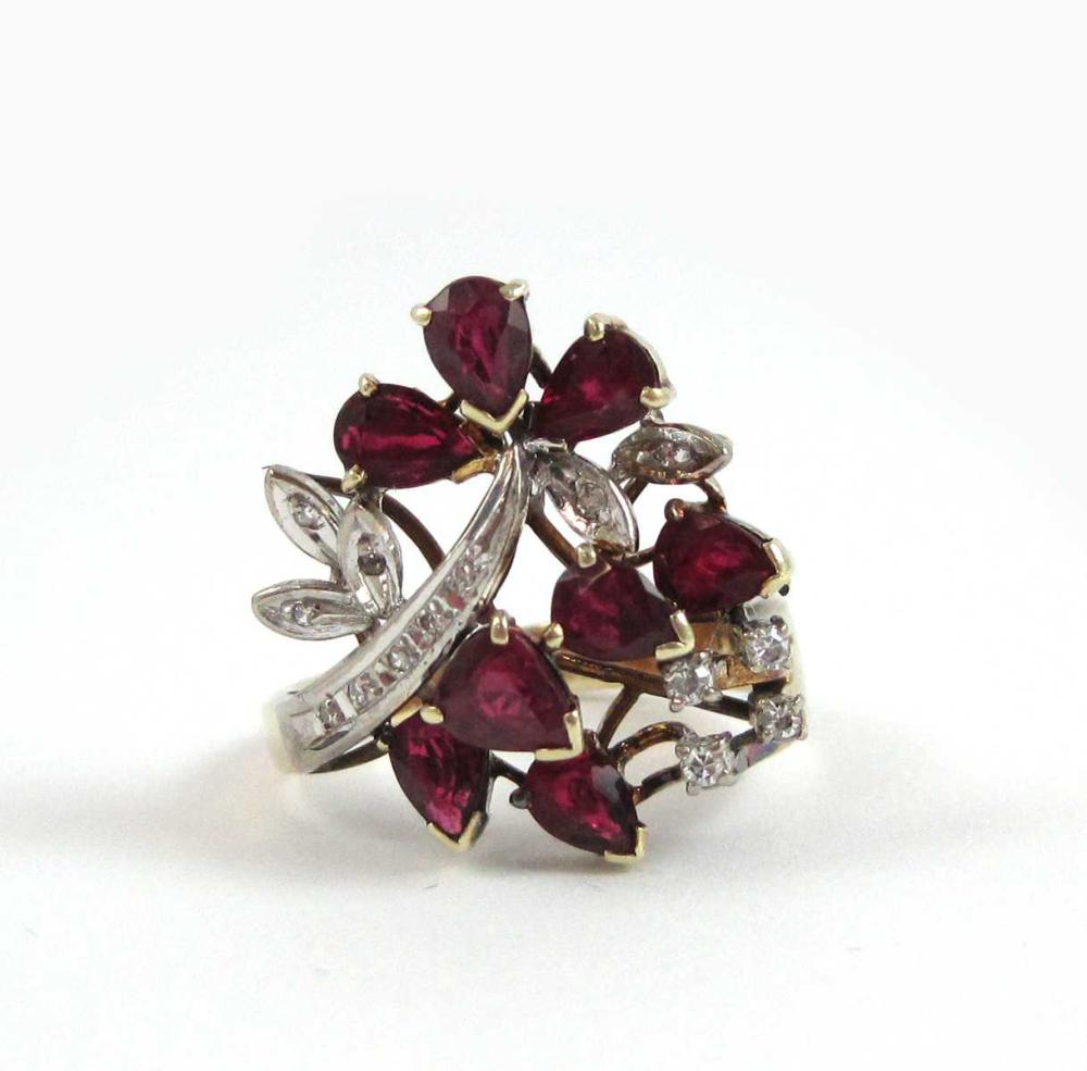 RUBY, DIAMOND AND FOURTEEN KARAT