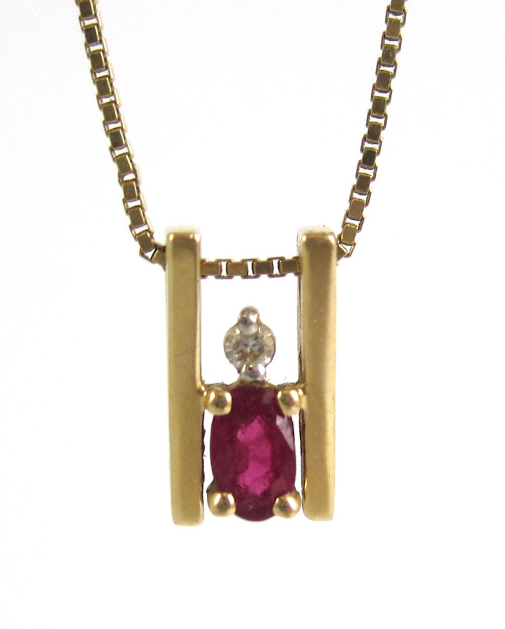 RUBY, DIAMOND AND FOURTEEN KARAT