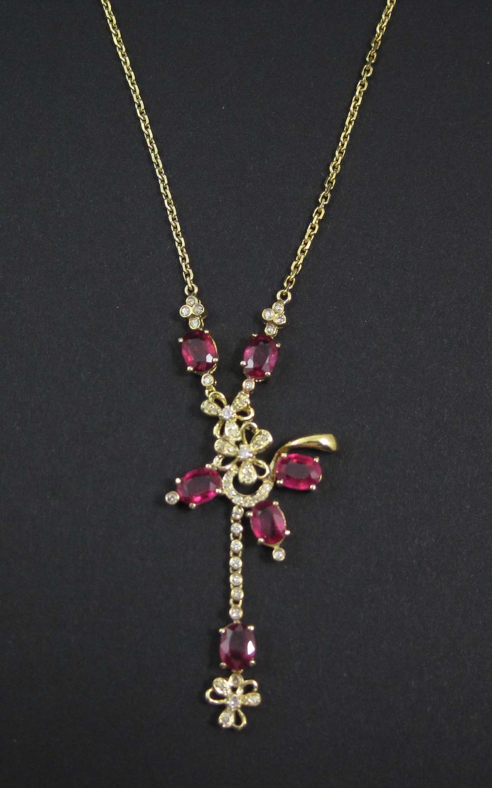RUBY, DIAMOND AND FOURTEEN KARAT