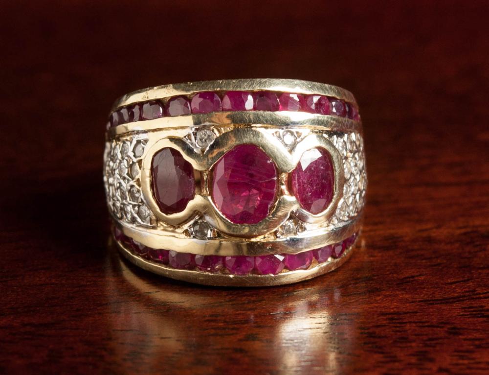 RUBY, DIAMOND AND FOURTEEN KARAT