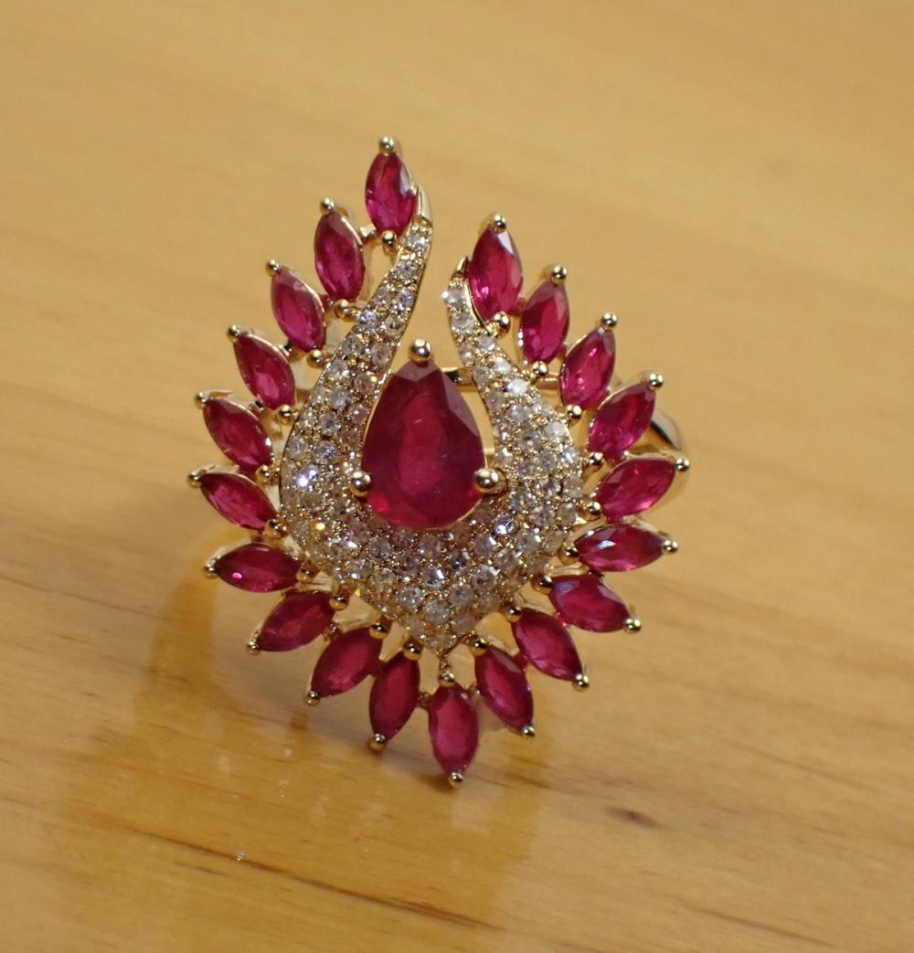 RUBY, DIAMOND AND FOURTEEN KARAT