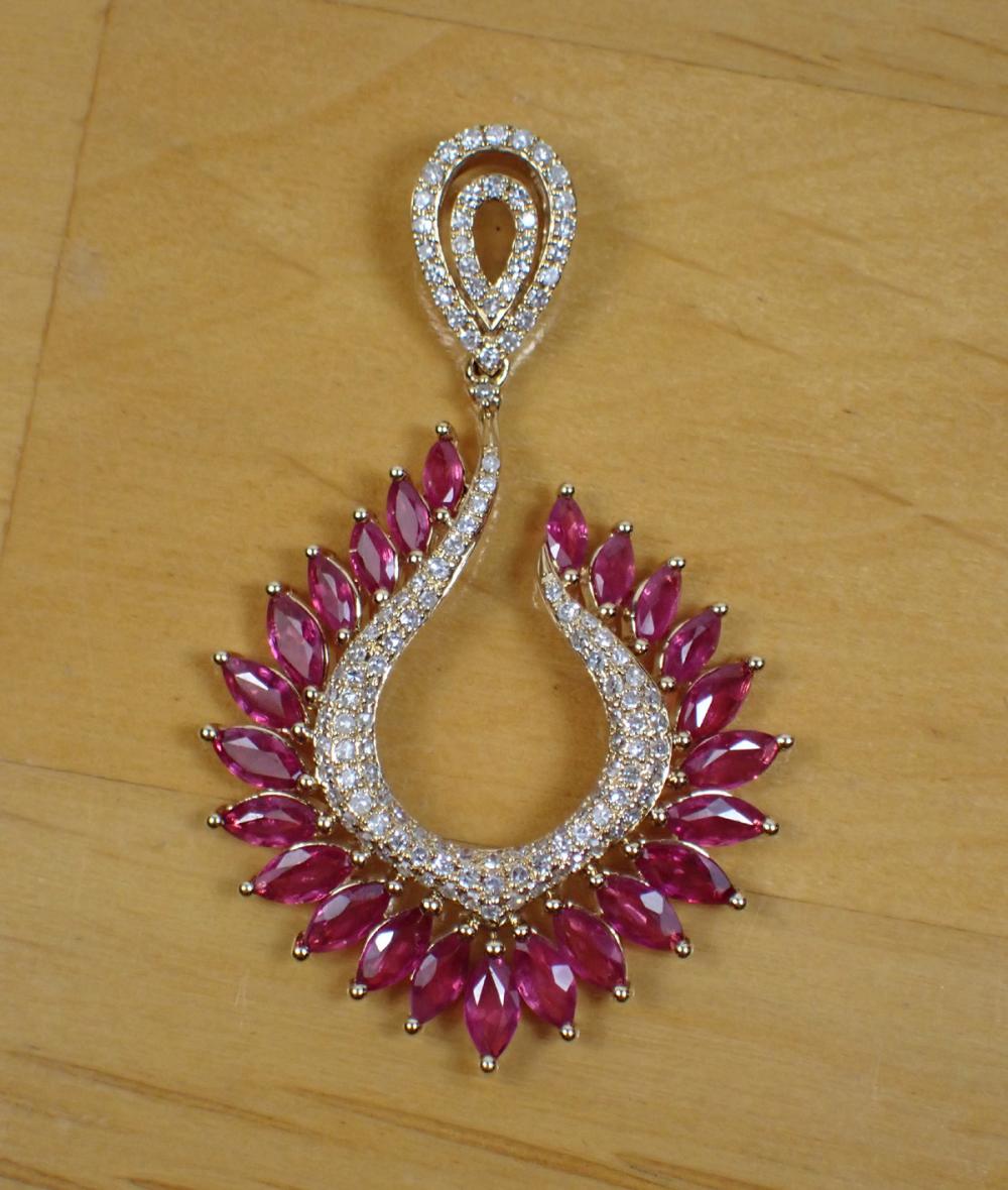 RUBY, DIAMOND AND FOURTEEN KARAT