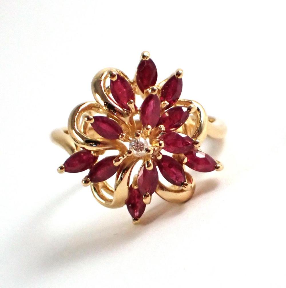 RUBY, DIAMOND AND FOURTEEN KARAT