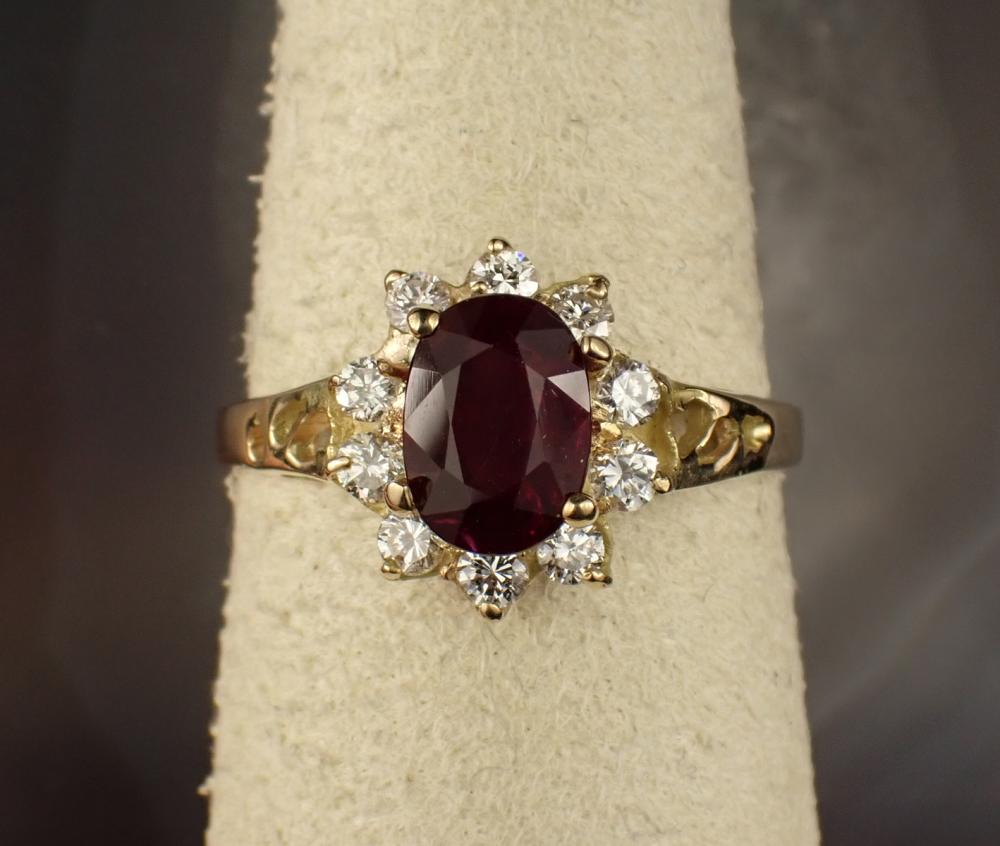 RUBY, DIAMOND AND FOURTEEN KARAT