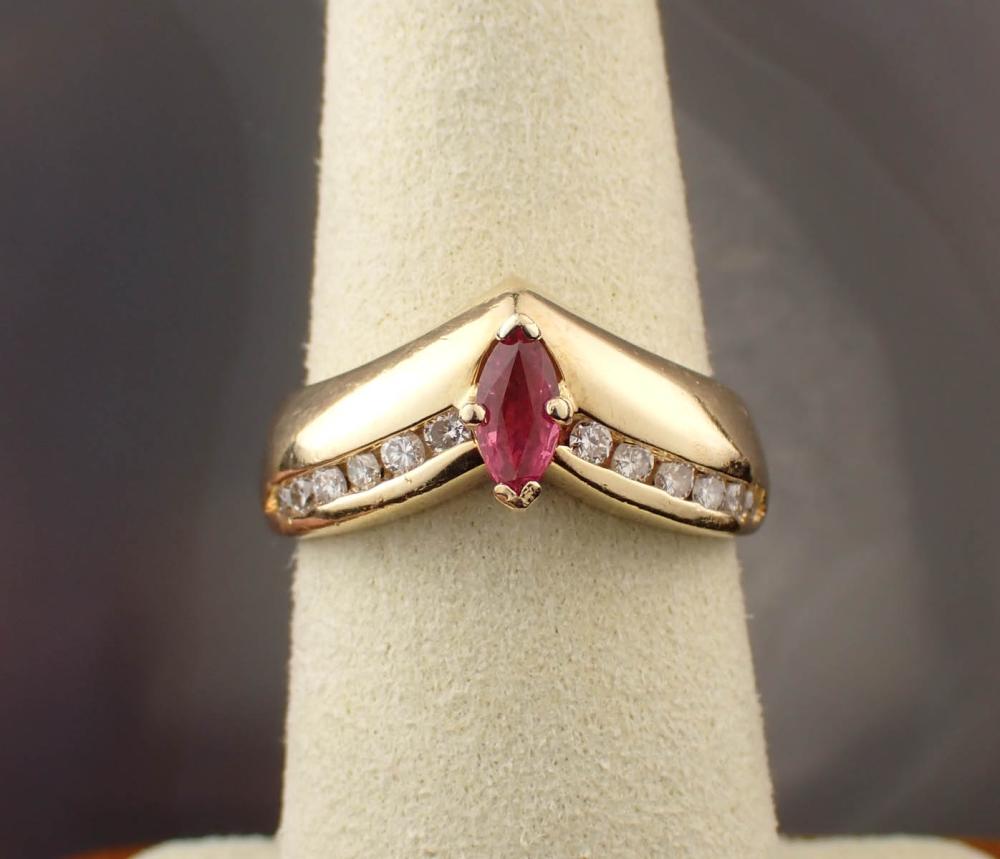 RUBY, DIAMOND AND FOURTEEN KARAT