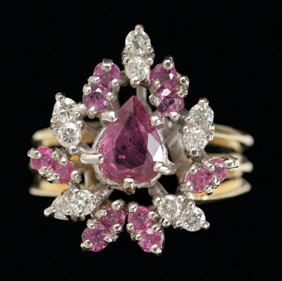 Ruby, diamond cluster ring, central