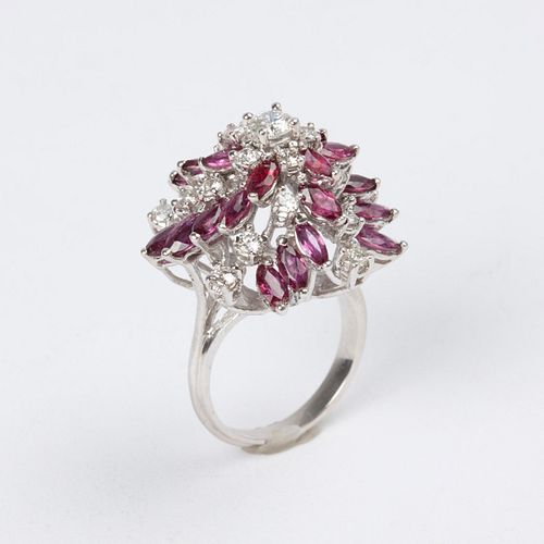 RUBY & DIAMOND COCKTAIL RING 1CTW