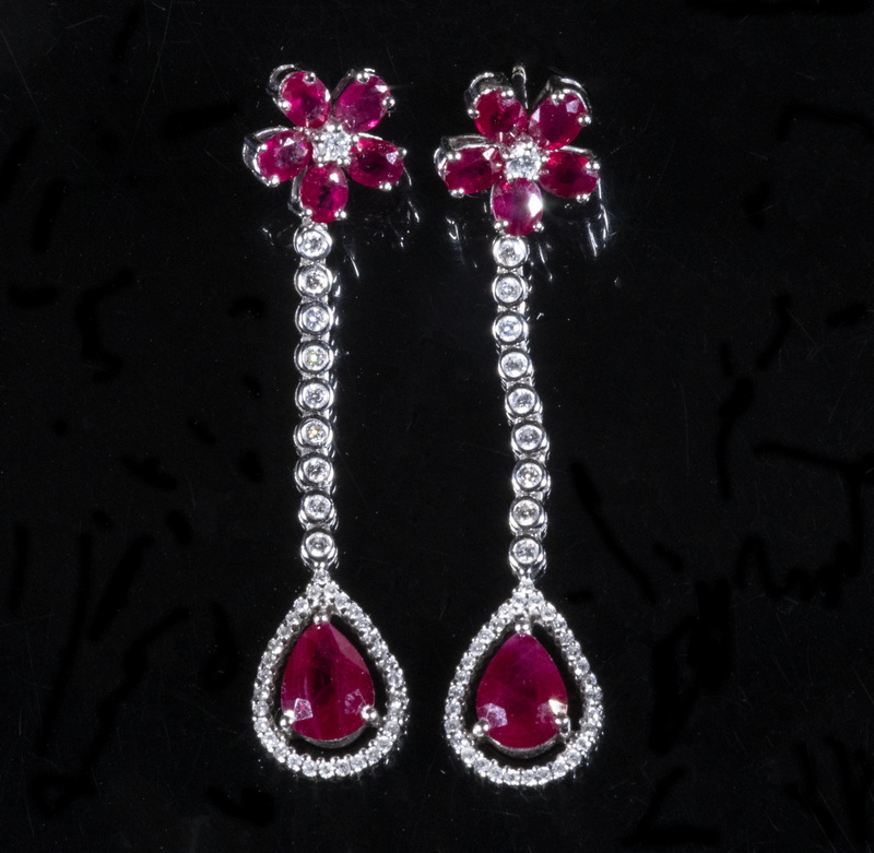 RUBY & DIAMOND DANGLE EARRINGS