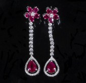 RUBY & DIAMOND DANGLE EARRINGS