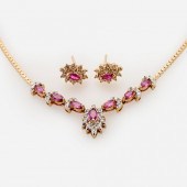 RUBY DIAMOND NECKLACE AND EARR