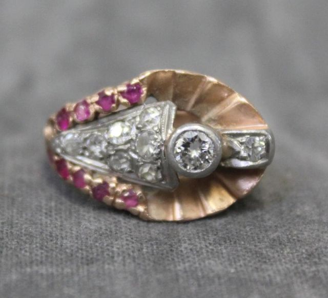 Ruby Diamond Platinum and 14 Kt